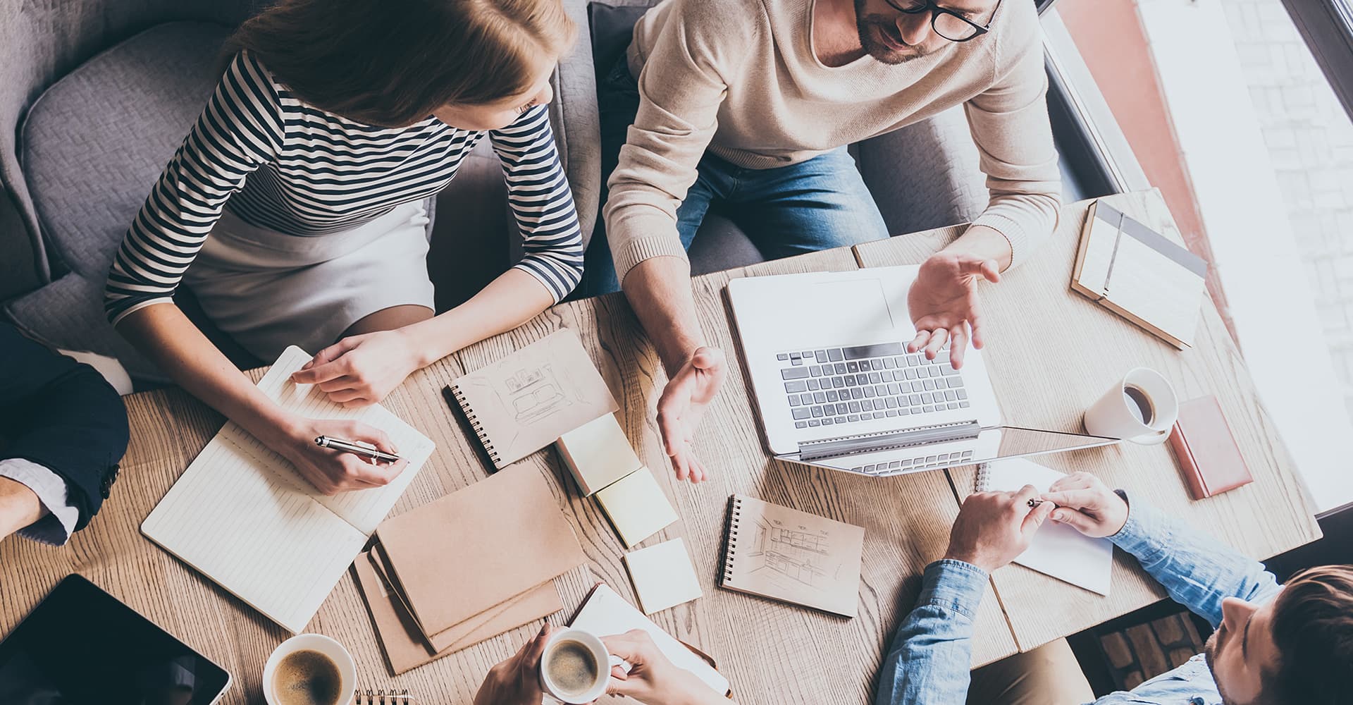 colleagues working at a table